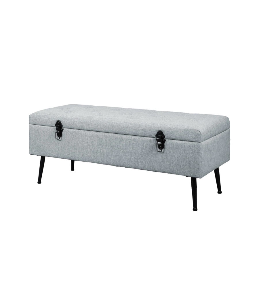 Panchina contenitore bellahome "lisa" in tessuto grigio melange, 102x44x40 cm